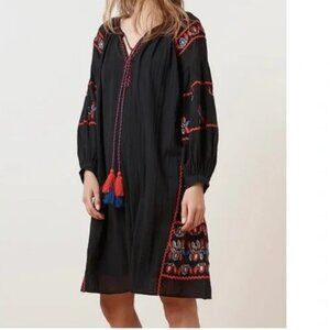 Retro Boho Loane Embroidered Peasant Dress